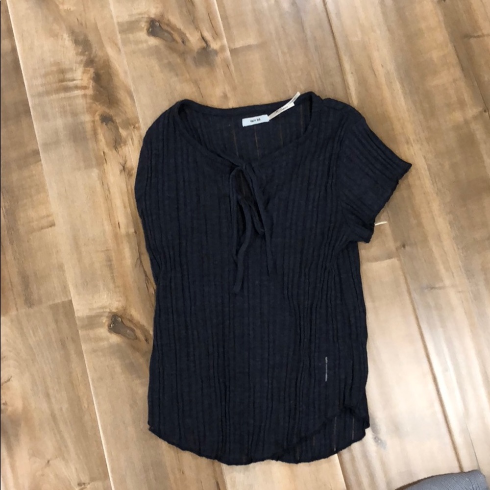 cropped lace up top